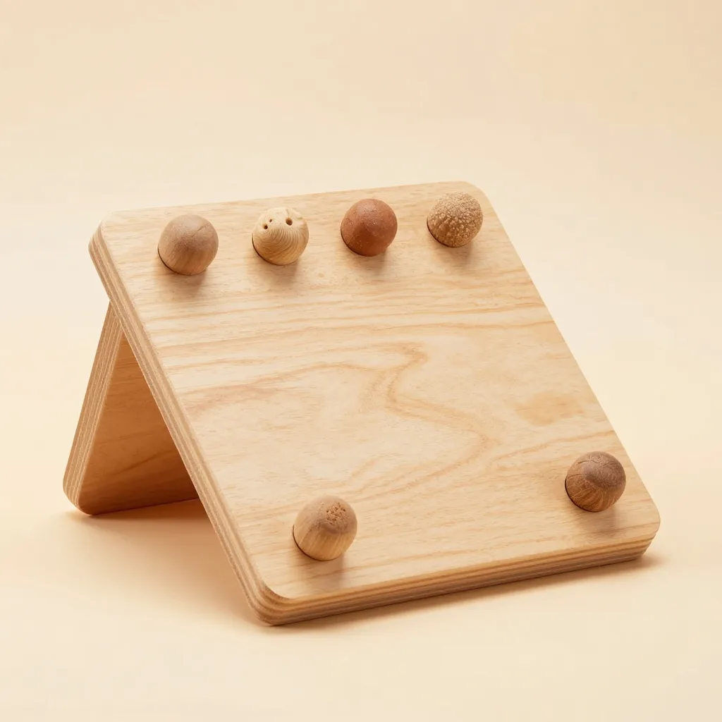 A pegged wooden cat treat board on a warm background