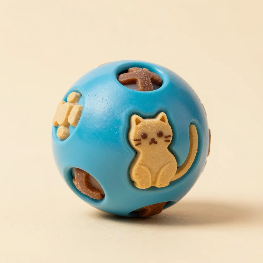 A cat treat ball on a warm background
